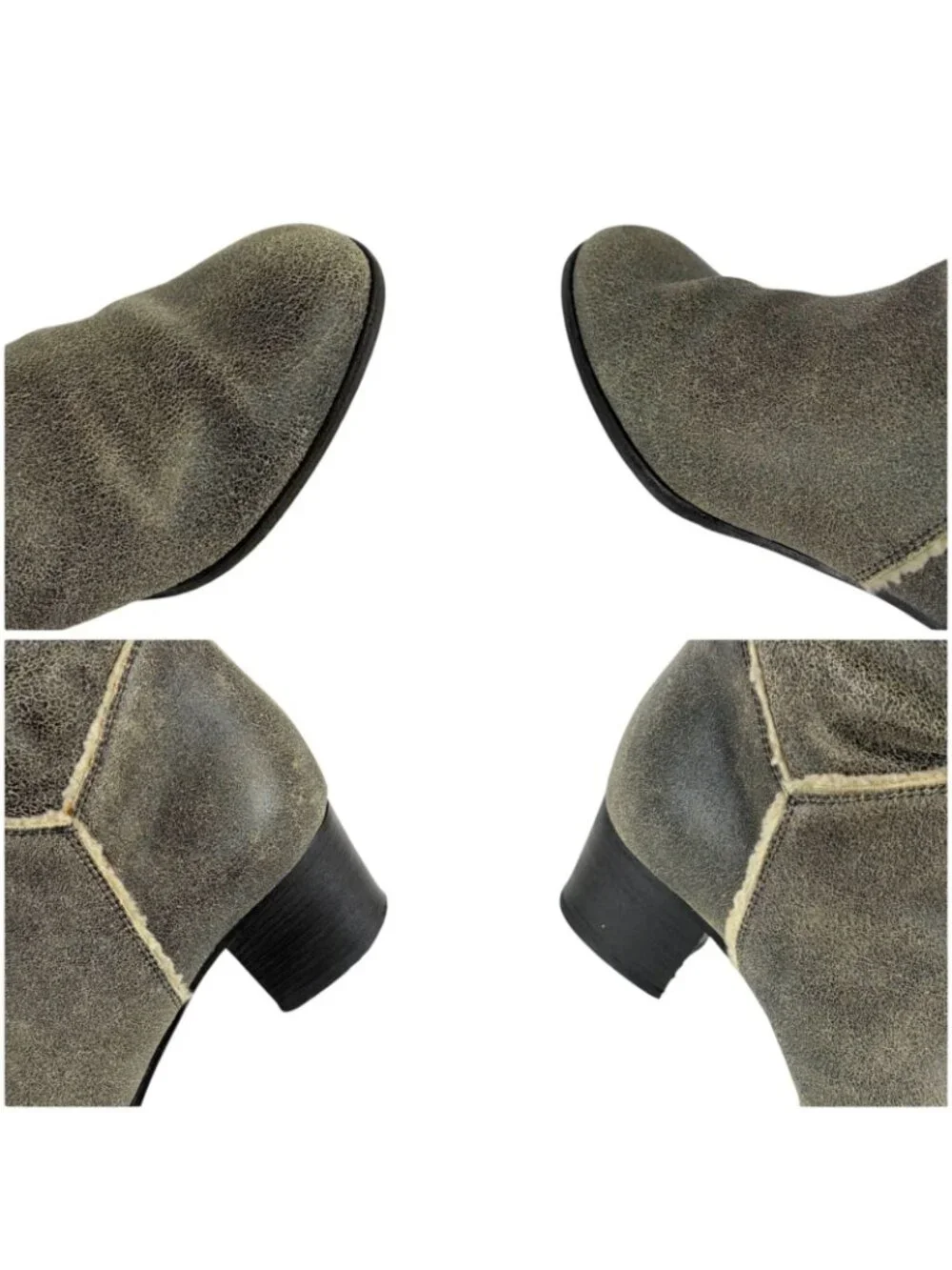 Chanel One Point CC Logo Shearling Long Boots Knee Length Gray 37c